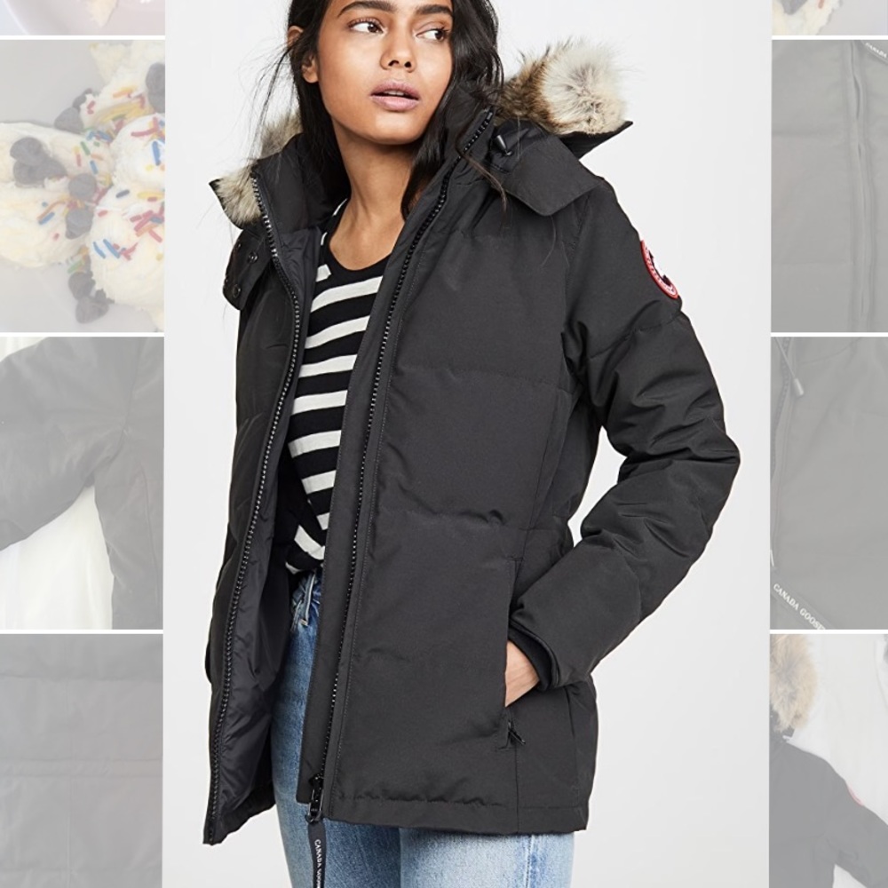 CANADA GOOSE BLACK CHELSEA FUR HOOD PARKA COAT